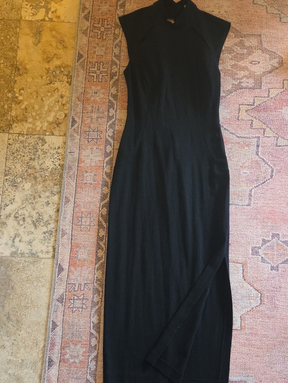Zara Black Sleeveless Maxi Dress with High Neck